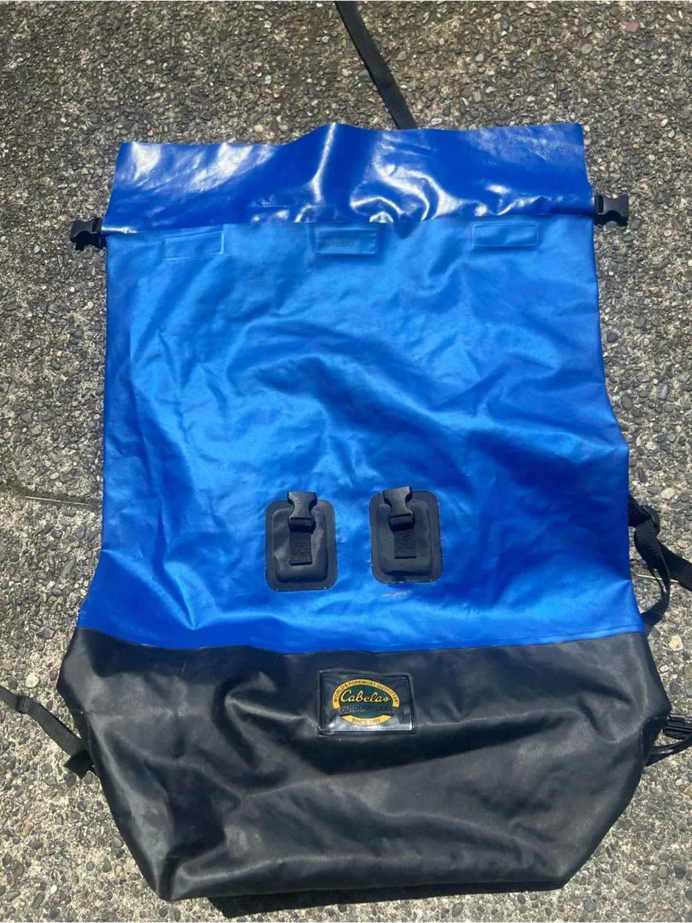 Cabela's Blue and Black Roll-Top Dry Duffel Pack